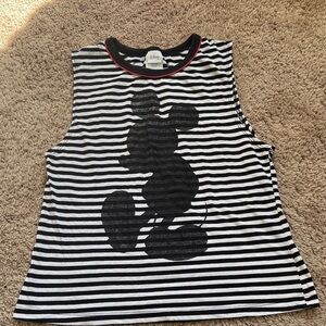 Disney Black & White Striped Mickey Tank with Red Trim